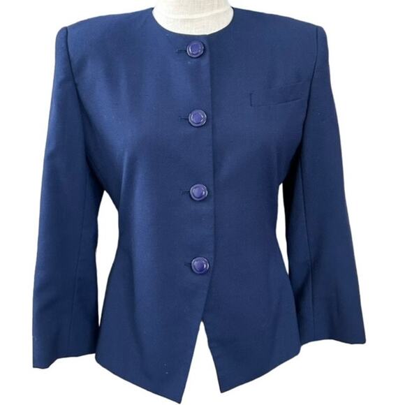 Vtg Raoul Angular Blue Blazer 6 80s Power Dressing Career Office Structured - Picture 12 of 12